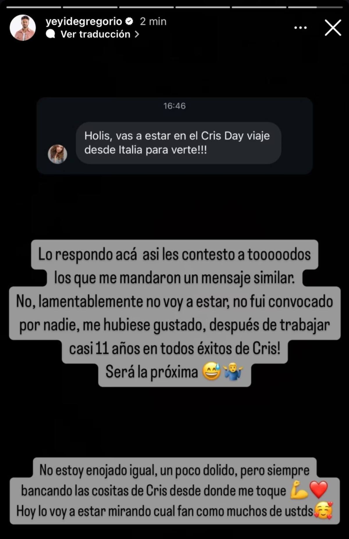 Stefano de Gregorio comenzó su carrera junto a Cris Morena. Redes Sociales.