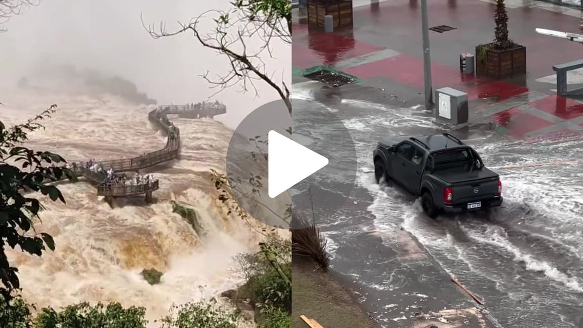 Videos impactantes del Súper El Niño: crece el río Iguazú y el agua golpea la Costa Atlántica