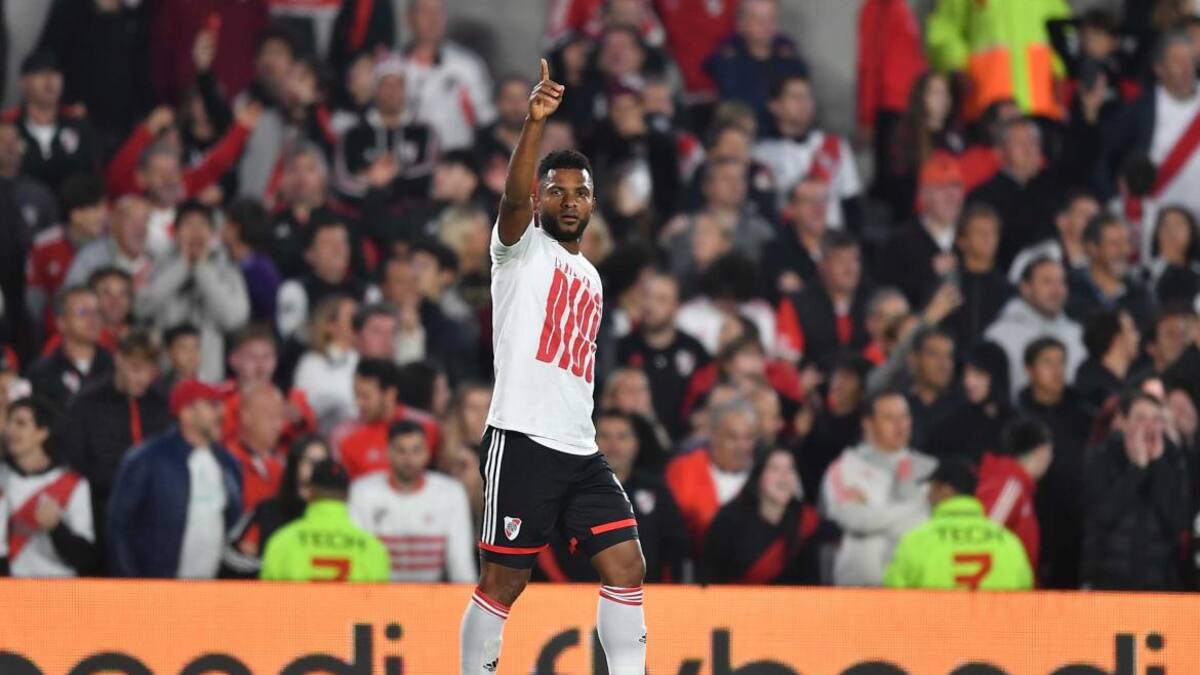 Superclásico, Boca vs. River, festejo de Miguel Borja, Télam