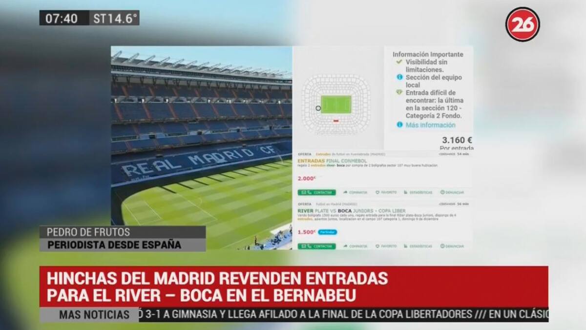 Superfinal de Libertadores: hinchas del Real Madrid revenden entradas a 3.000 Euros