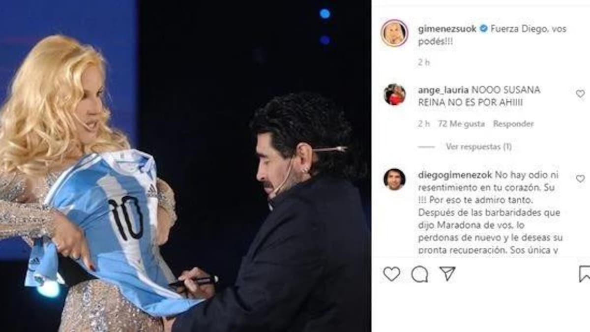 Susana Giménez y su mensaje a Diego Maradona en Twitter