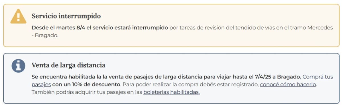 Suspensión del tramo Once-Bragado. Foto: Trenes Argentinos