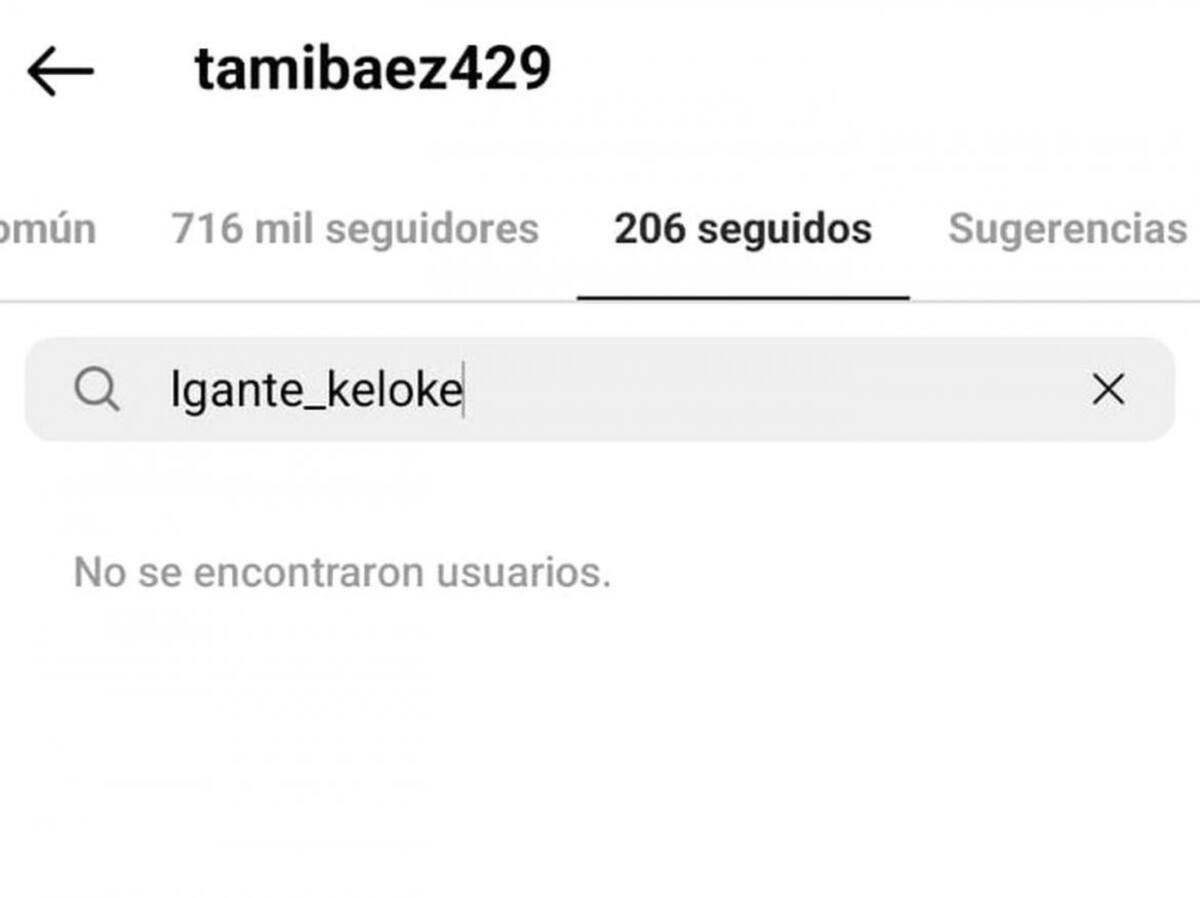 Tamara Báez no sigue más a L-Gante en Instagram. Foto: Captura Instagram.