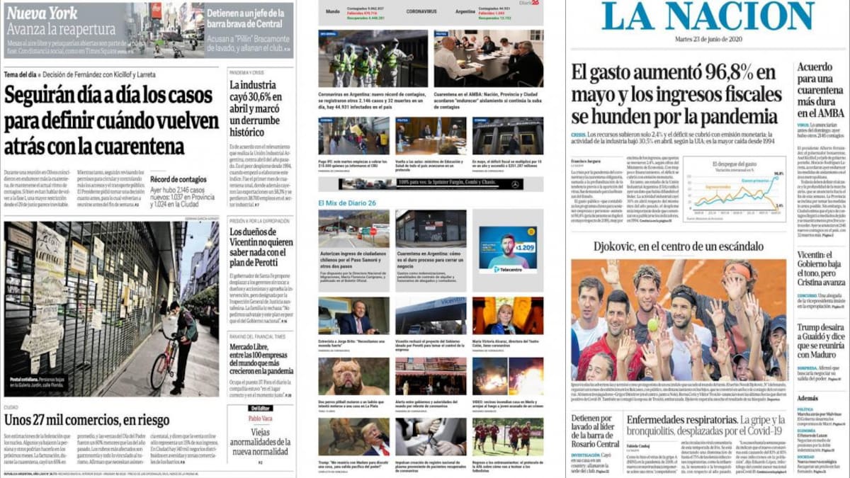 Tapas de diarios argentinos: encuentro por la cuarentena en el AMBA y crisis por coronavirus