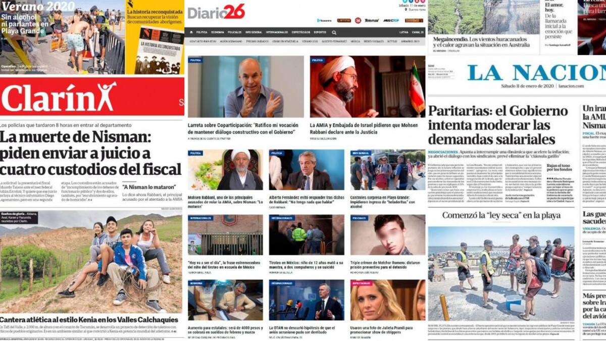 Tapas de diarios argentinos Sábado 11-1-20