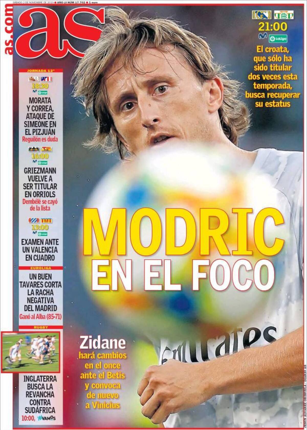 Tapas de diarios, As, sábado 02-11-19