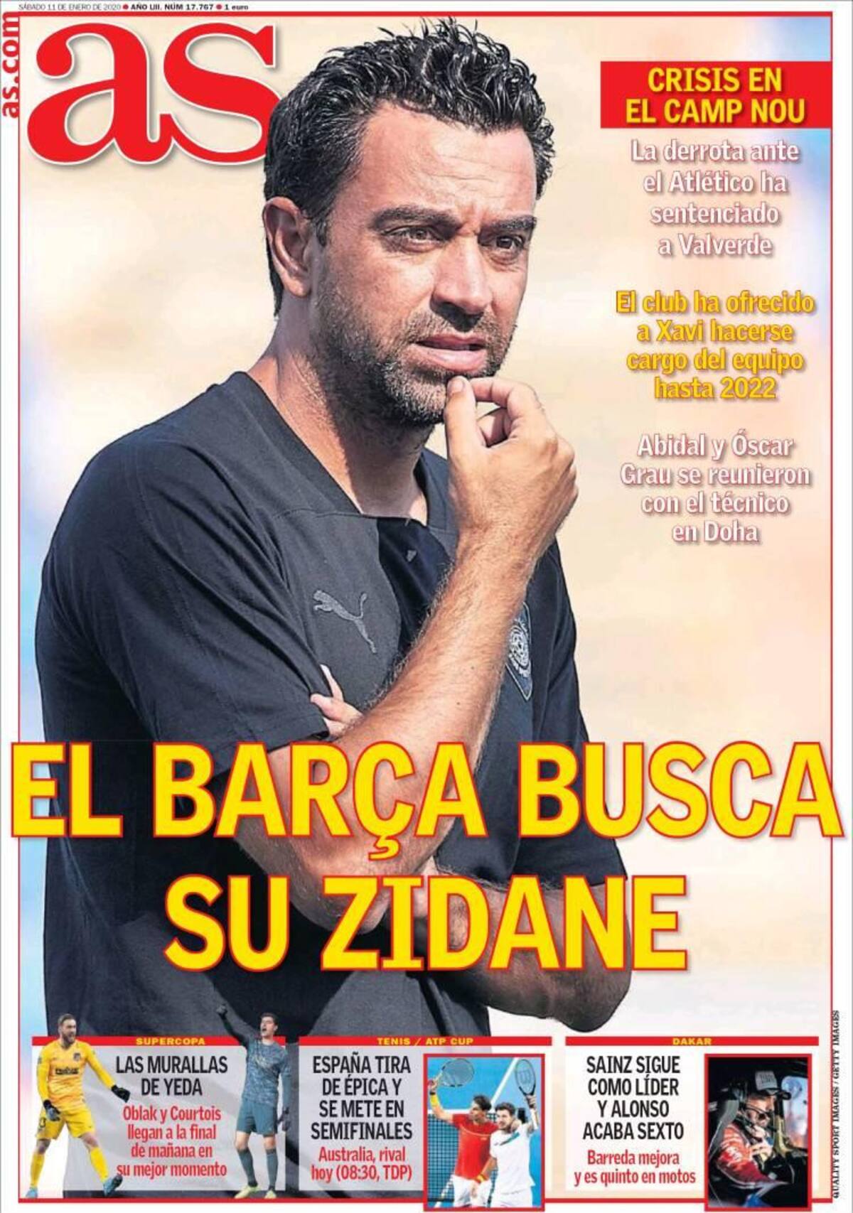 Tapas de diarios, As, sábado 11 de enero de 2020