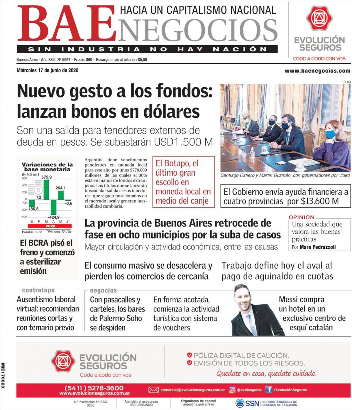Tapas de diarios, BAE Negocios, miércoles 17 de junio de 2020
