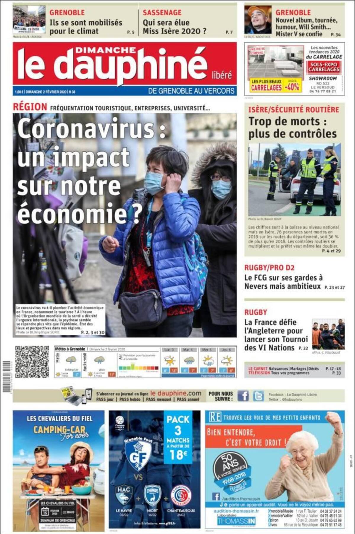 Tapas de diarios, Dauphiné, domingo 2 de febrero de 2020