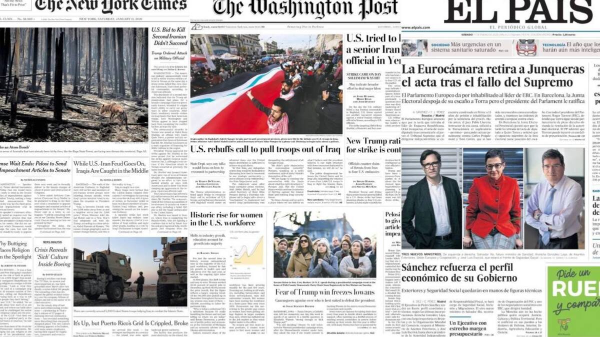 Tapas de diarios del mundo 11-1-20