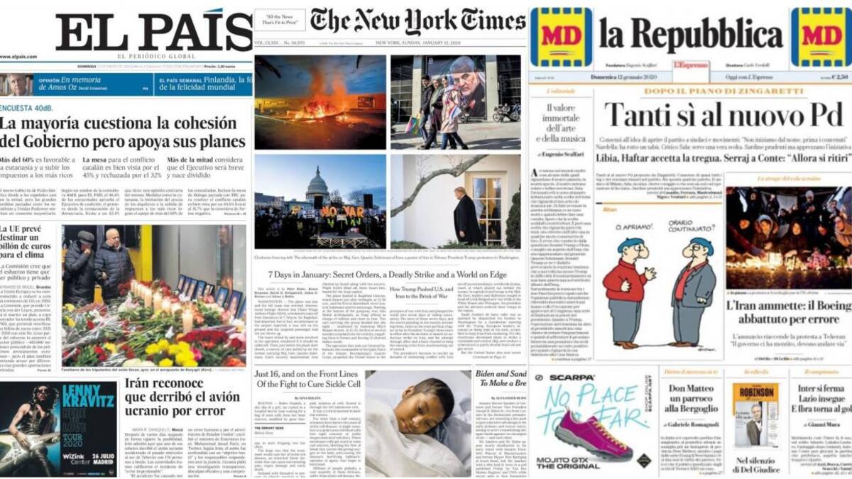 Tapas de diarios del Mundo, domingo 12 de enero de 2020