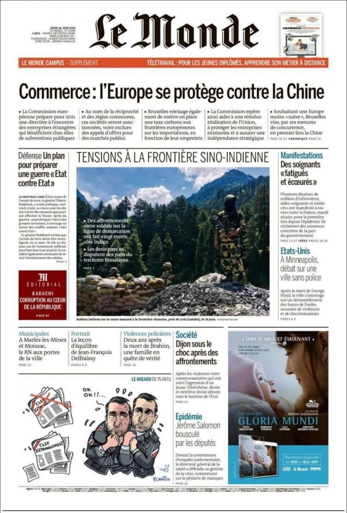 Tapas de diarios, Le Monde, jueves 18 de junio de 2020