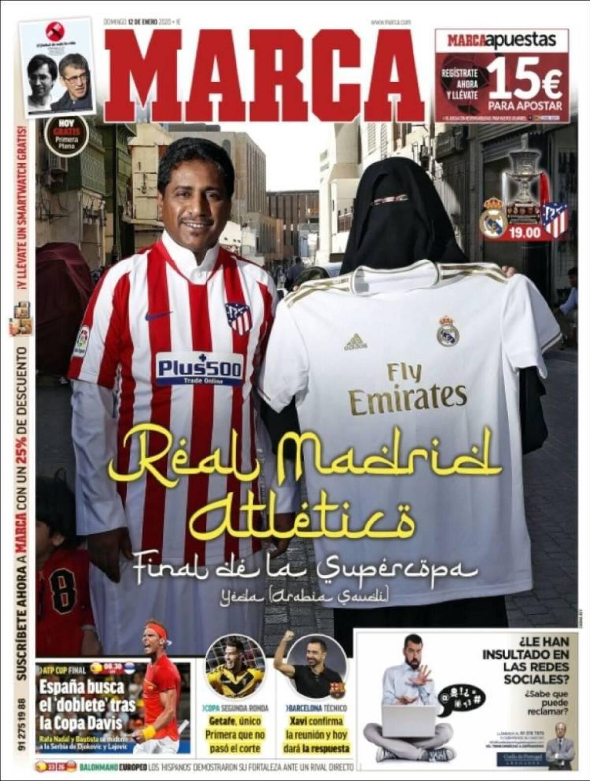 Tapas de diarios, Marca, domingo 12 de enero de 2020