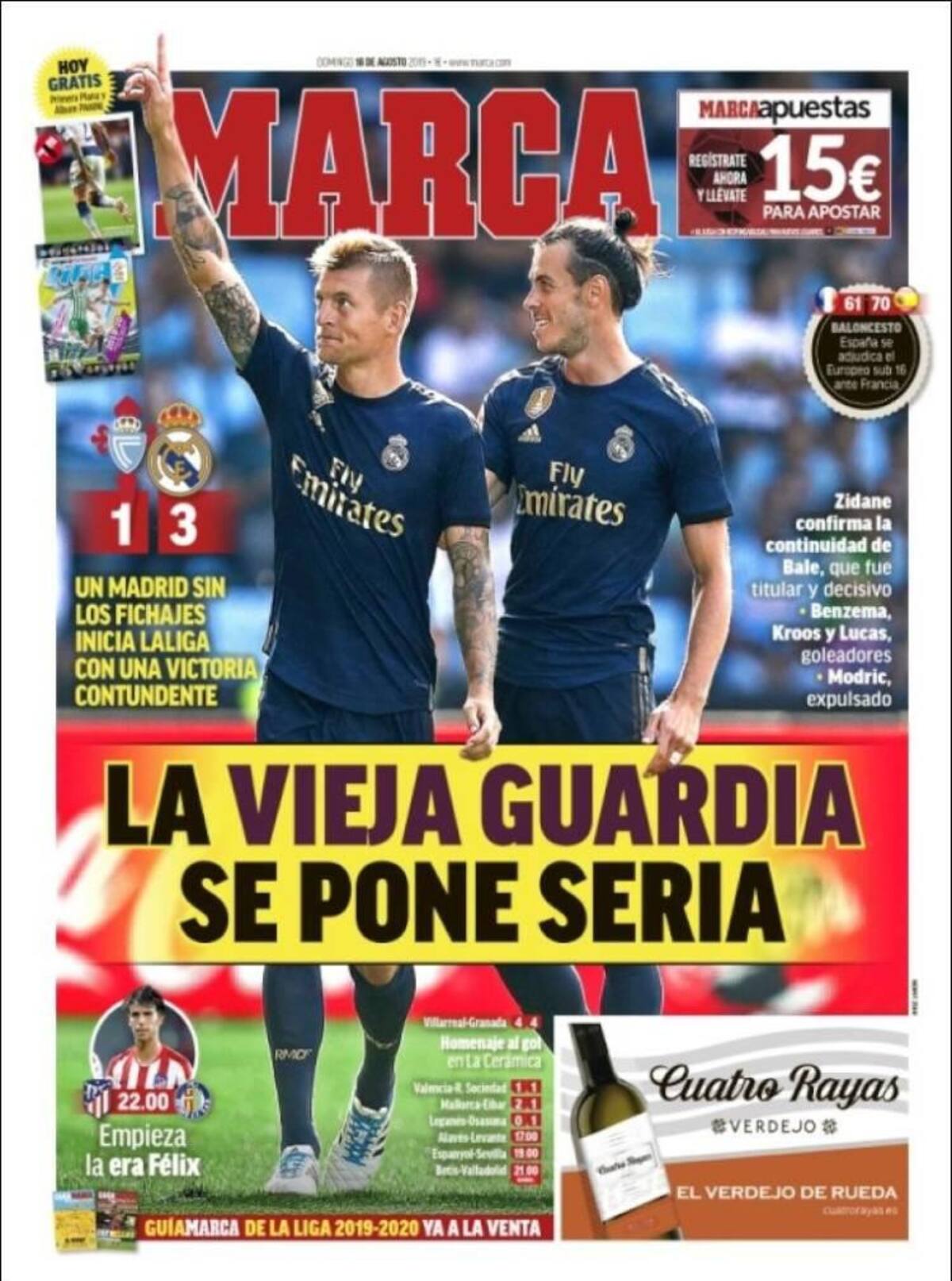 Tapas de diarios, Marca, domingo 18-08-19