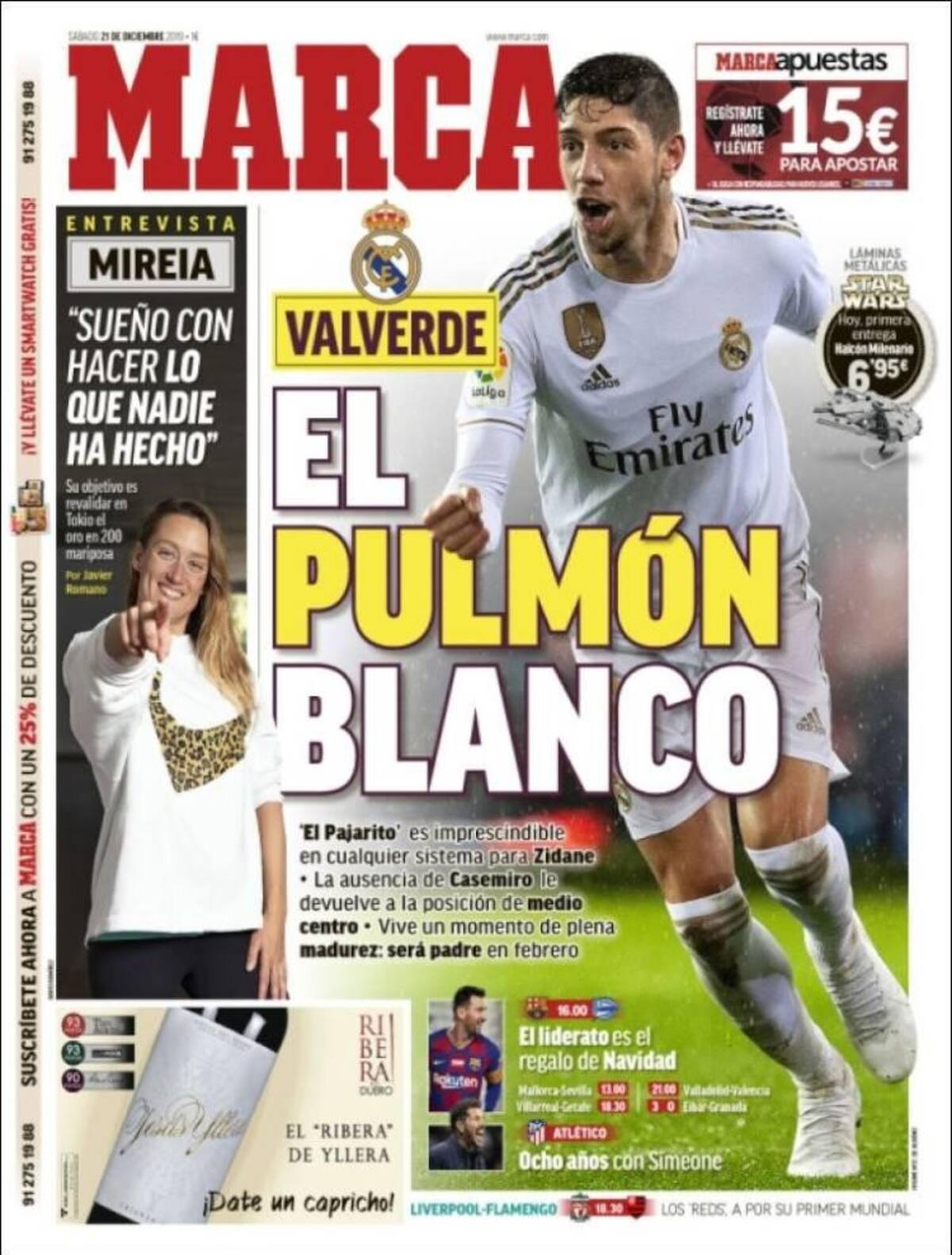 Tapas de diarios, Marca, sábado 21 de diciembre de 2019