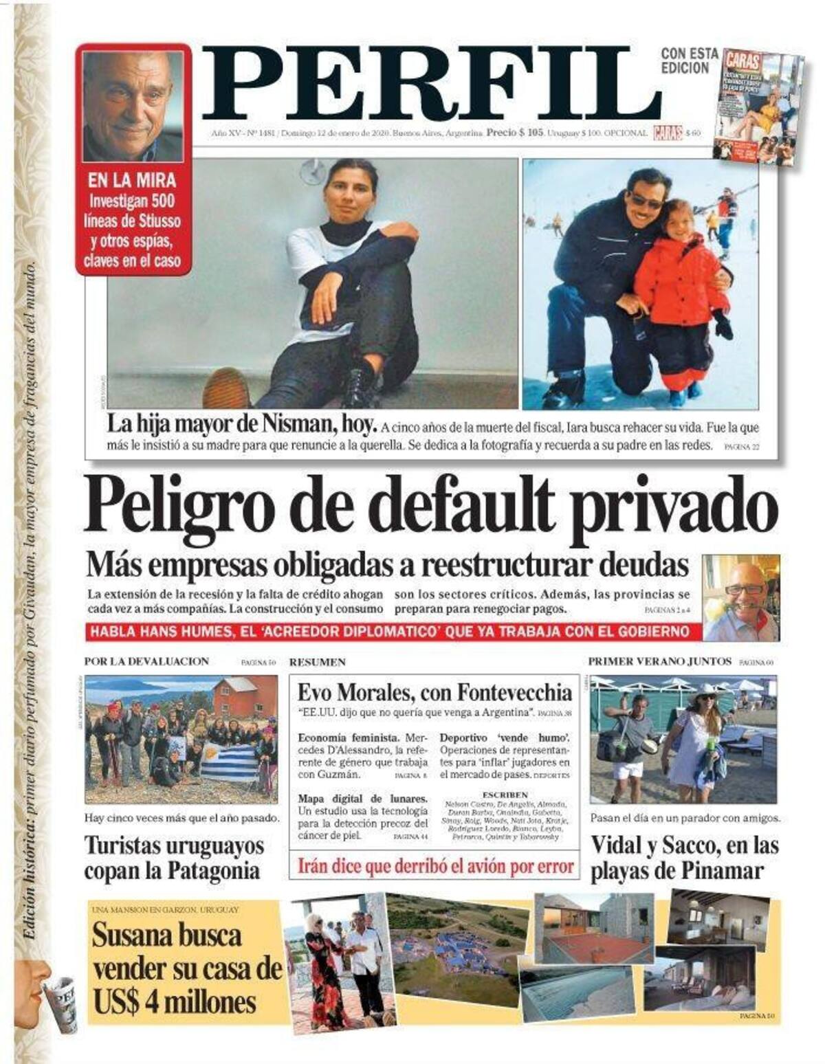 Tapas de diarios, Perfil, domingo 12 de enero de 2020