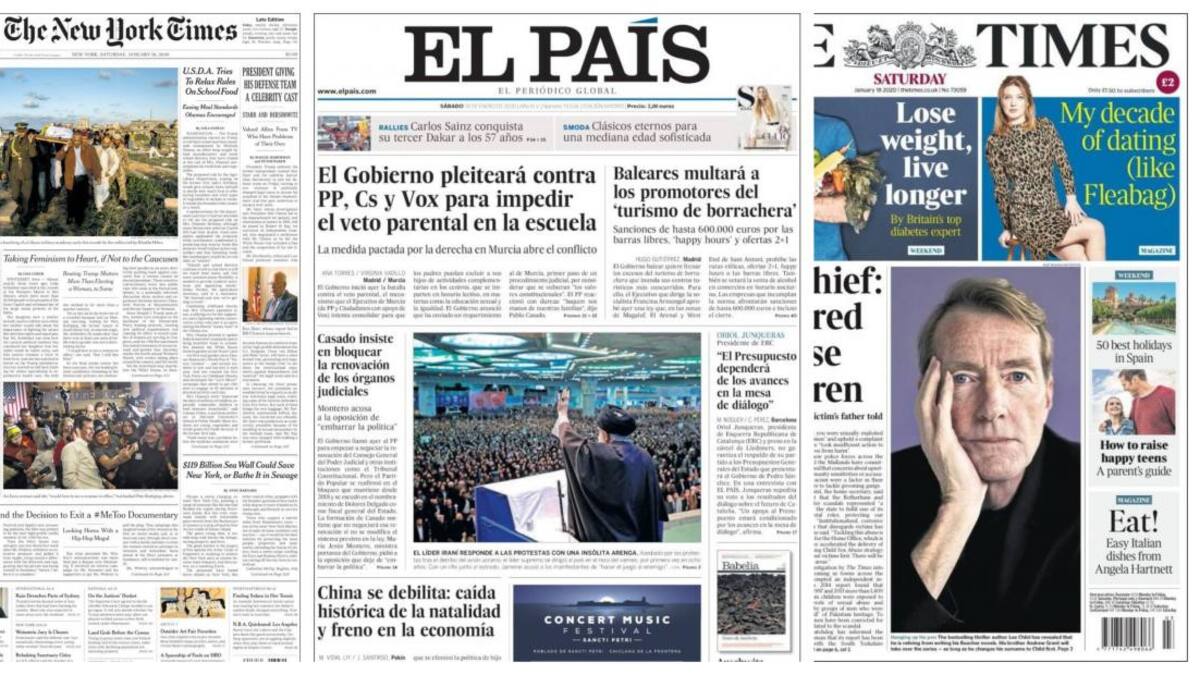 Tapas de diarios, sábado 18 de enero de 2020