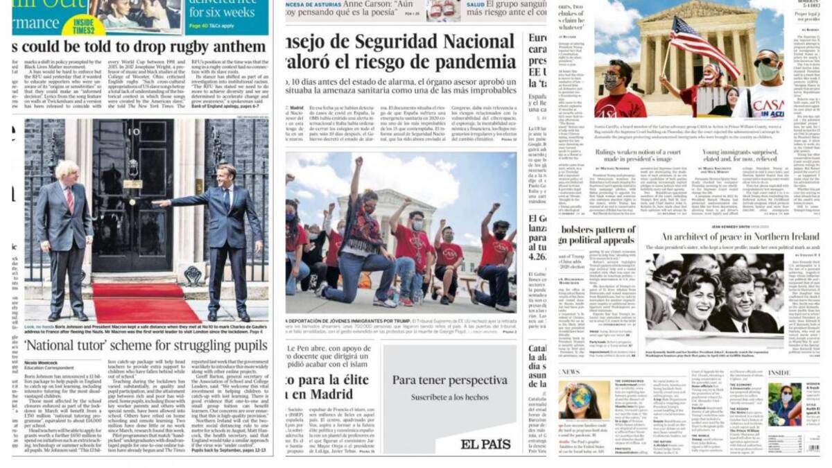 Tapas de diarios, viernes 19 de junio de 2020