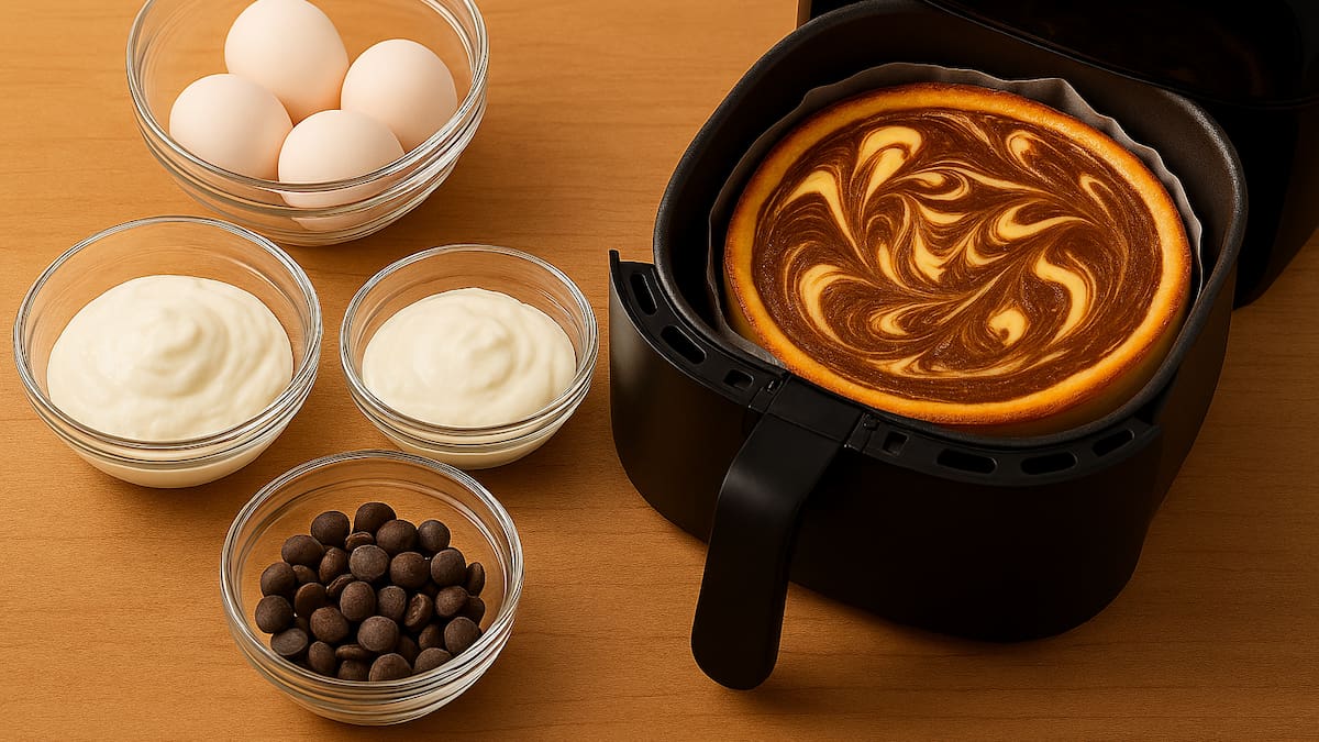 Rico, fácil y con 3 ingredientes: la receta para hacer una tarta de queso con chocolate en la freidora de aire