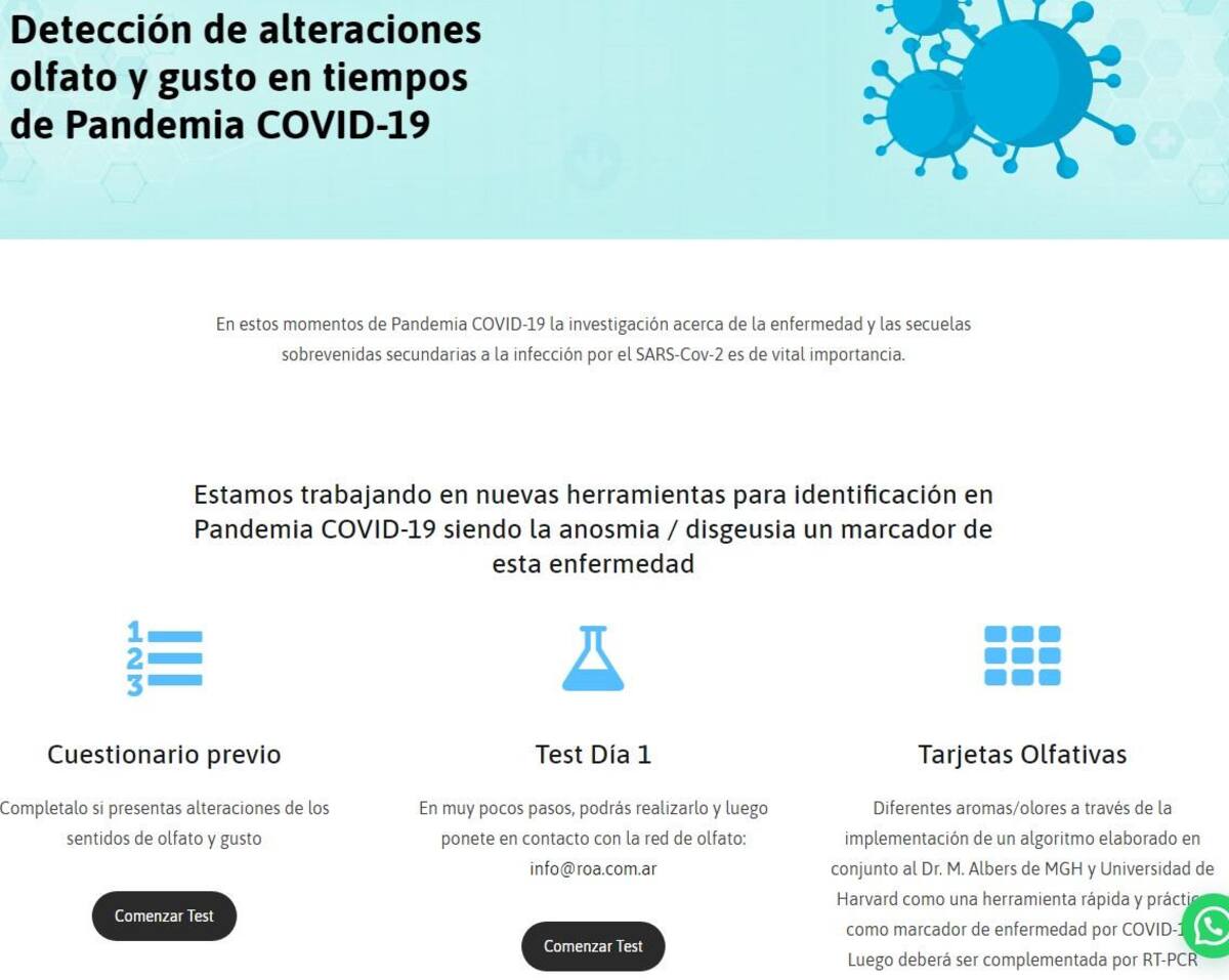 Test Olfato online para detectar coronavirus