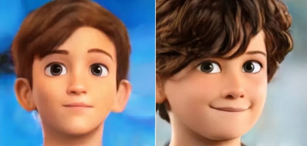 Thiago y Ciro Messi como personajes de Pixar.