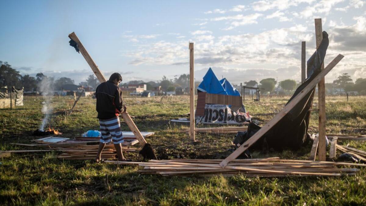 Toma de tierras en Mar del Plata. Foto: Telam.