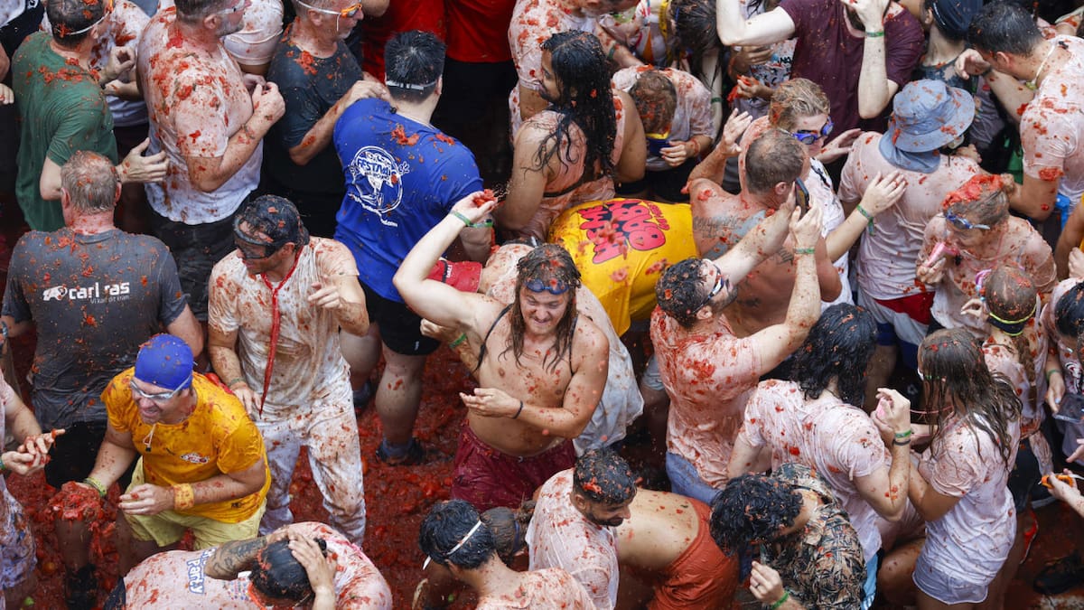 Tomatina en Buñol. Foto: EFE.