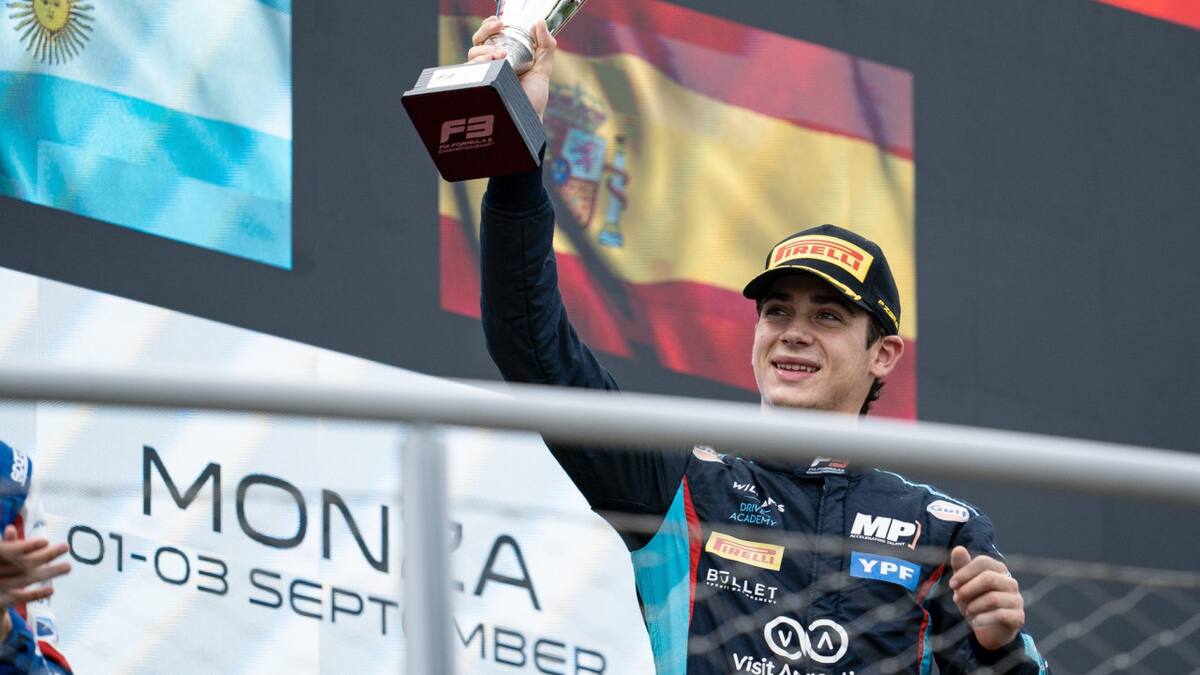 Triunfo de Franco Colapinto en el sprint de Monza en la Fórmula 3. Foto: @FranColapinto.