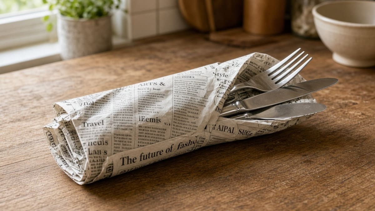 Envolver los cubiertos en papel de diario: para qué sirve y por qué lo recomiendan