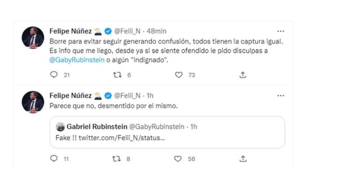 Tuit de Felipe Núñez. Foto: captura Twitter