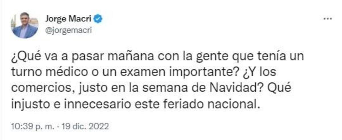 Tuit por feriado nacional