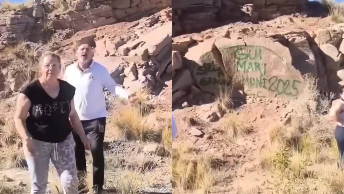 “No sabíamos que no se podía”: turistas vandalizaron rocas en un dique en Mendoza y fueron escrachados en redes