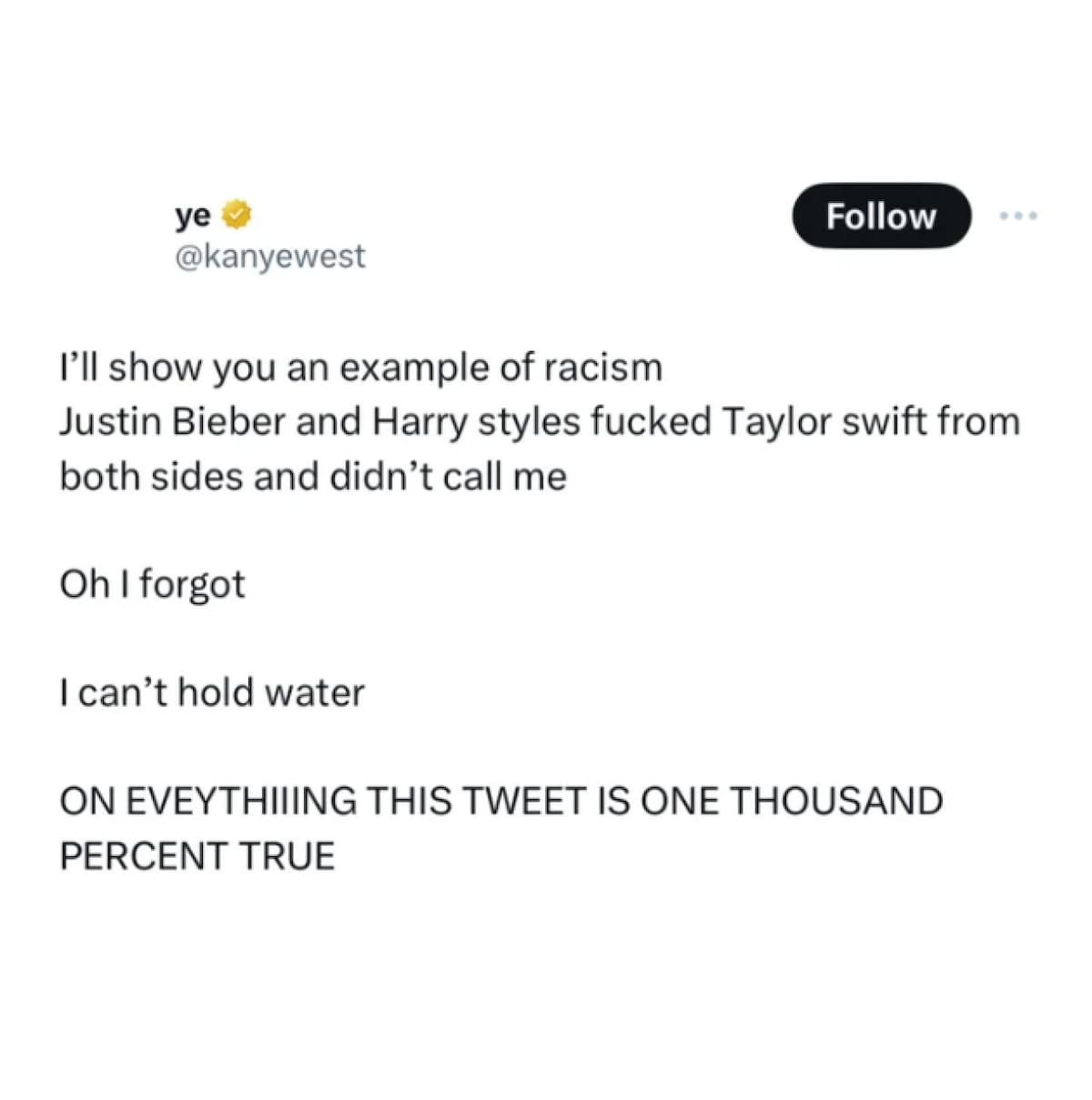 Tweets polémicos de Kanye West contra Taylor Swift, Harry Styles y Justin Bieber. Foto: X / @kanyewest.