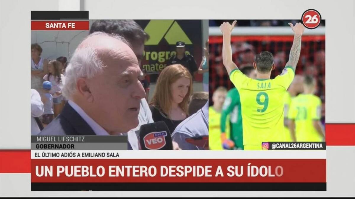 Último adiós a Emiliano Sala - Miguel Lifschitz, gobernador de Santa Fe (Canal 26)