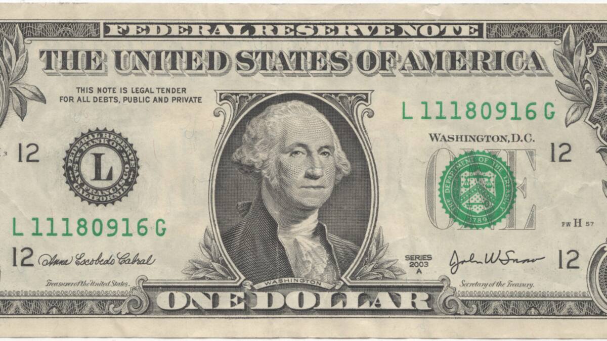 Un billete de un dólar convencional.
