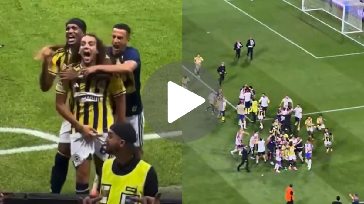 Escándalo en la Champions League: un futbolista de Fenerbahçe provocó a los hinchas de Lyon y todo terminó en una batalla campal