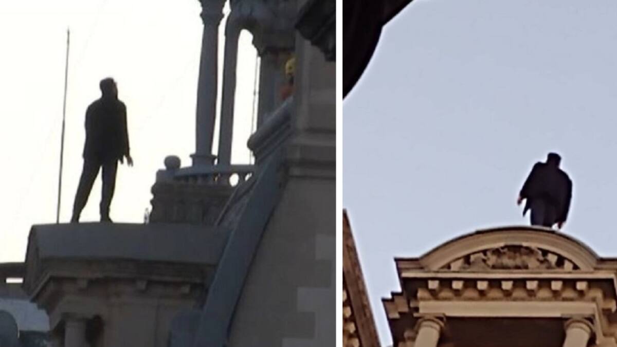 Un hombre amenaza con tirarse al vacío en el centro porteño. Foto: captura video