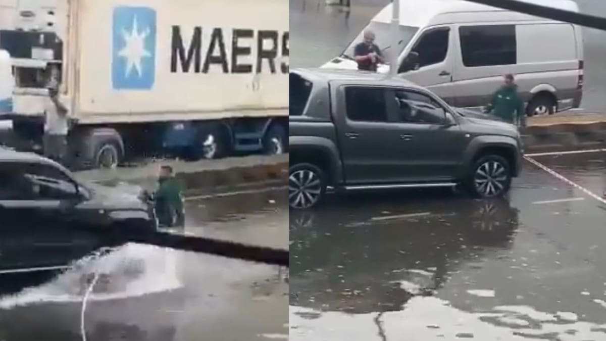 Un vecino le impidió el paso a una camioneta para que no hiciera olas y el conductor lo atropelló. Foto: captura
