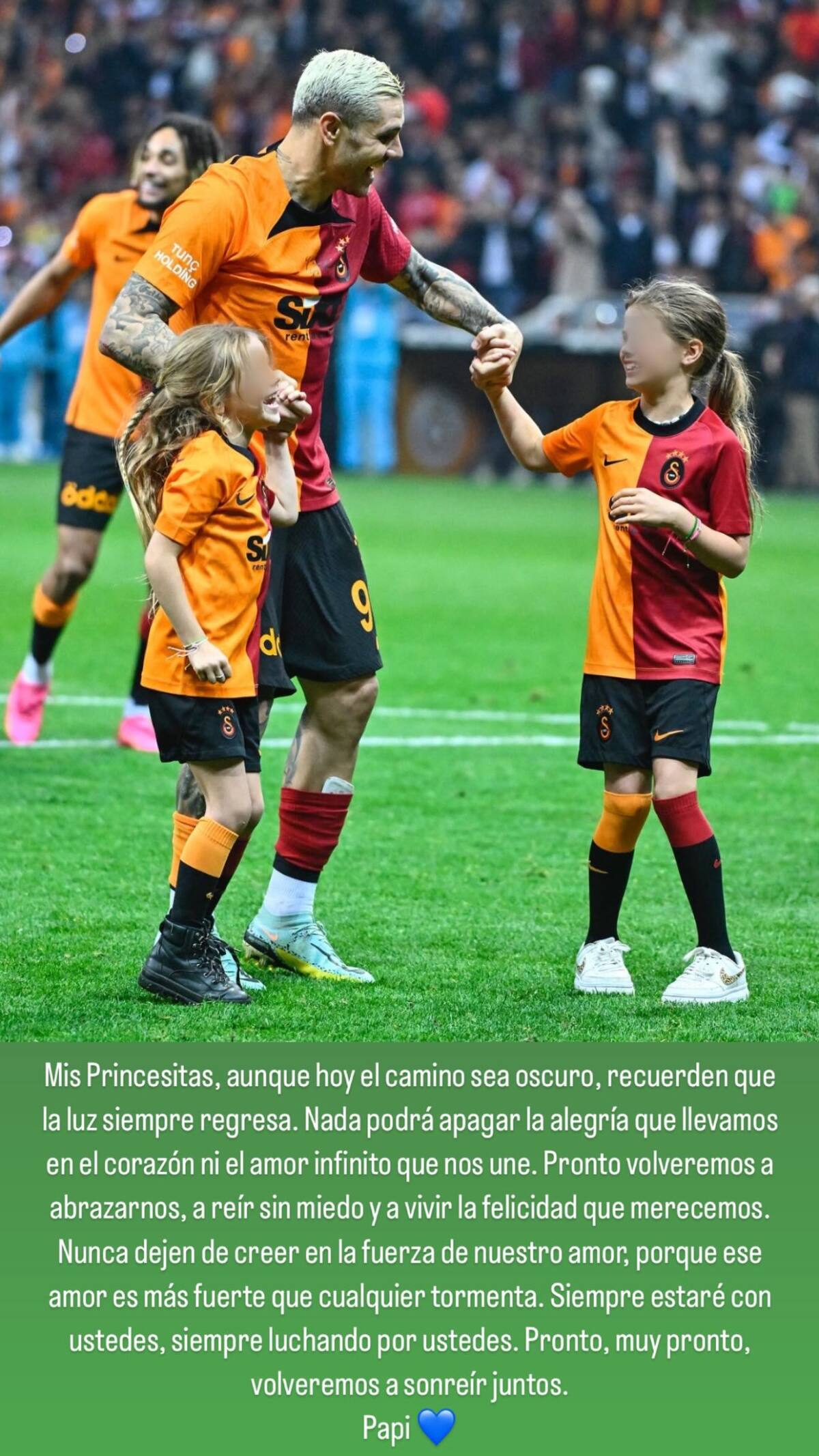 Una nueva historia de Mauro Icardi con sus hijas. Foto: Instagram.