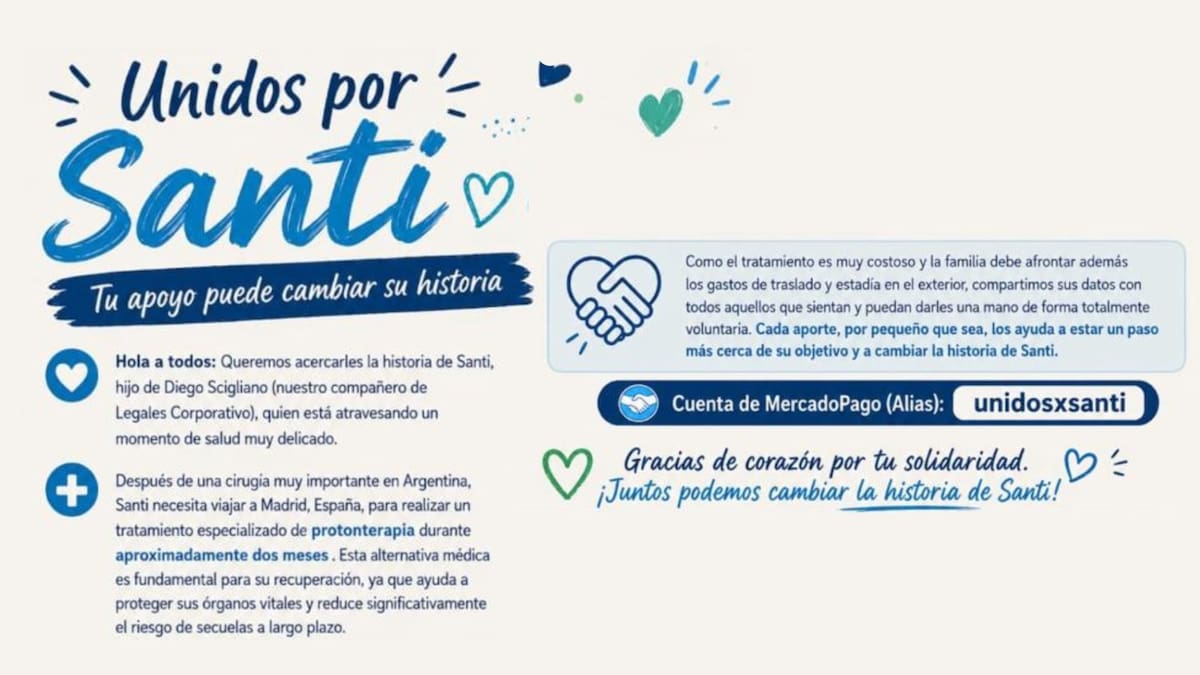 “Unidos por Santi”: el pedido solidario para que un nene y su familia puedan viajar a España por un tratamiento médico
