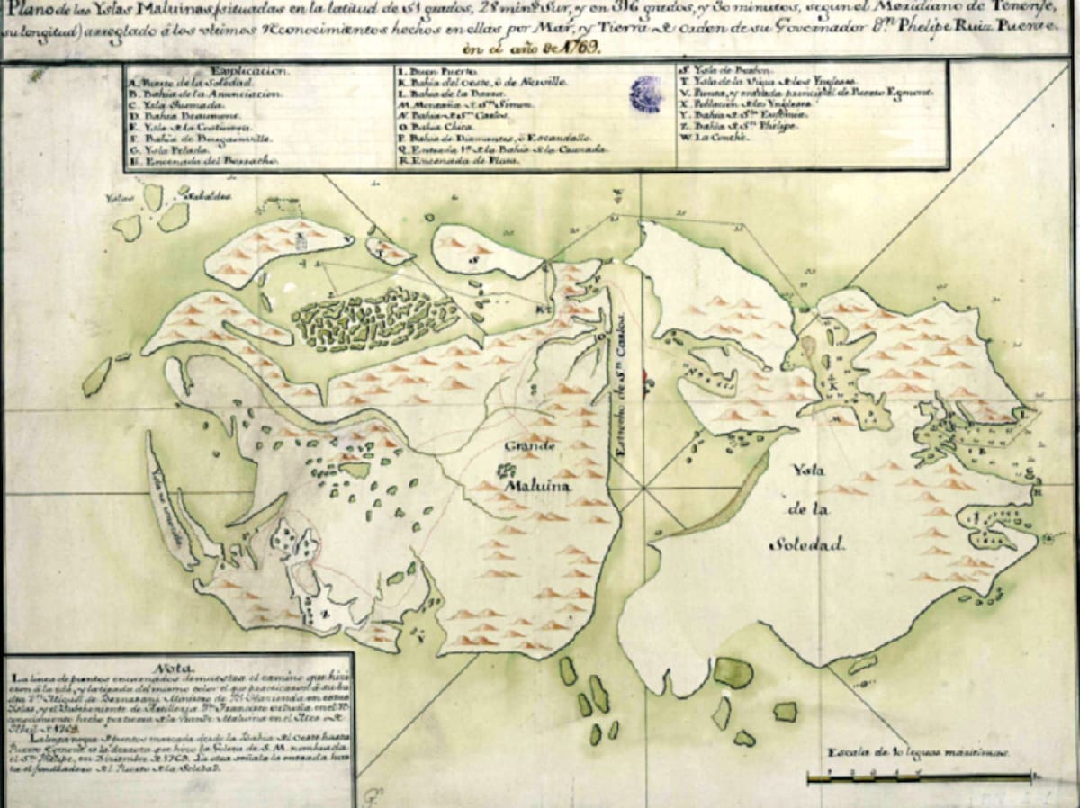 Uno de los primeros mapas de Malvinas