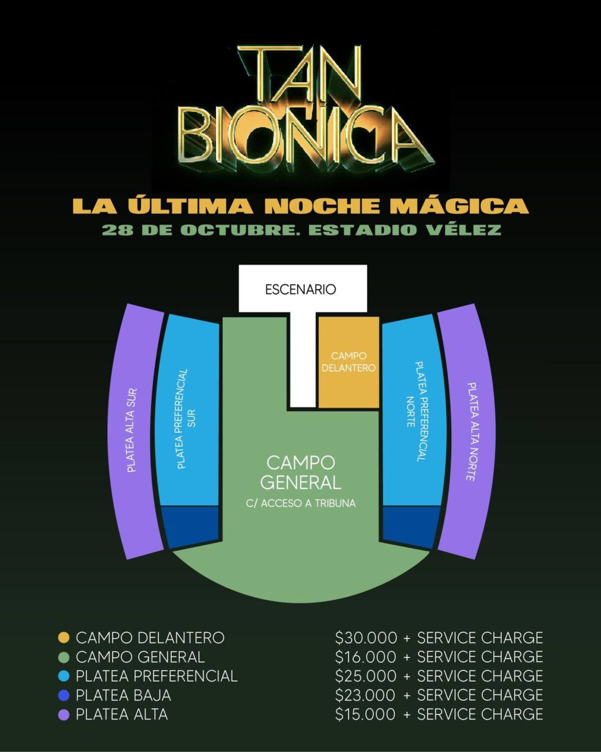 Valor entradas para Tan Bionica. Foto: Twitter.