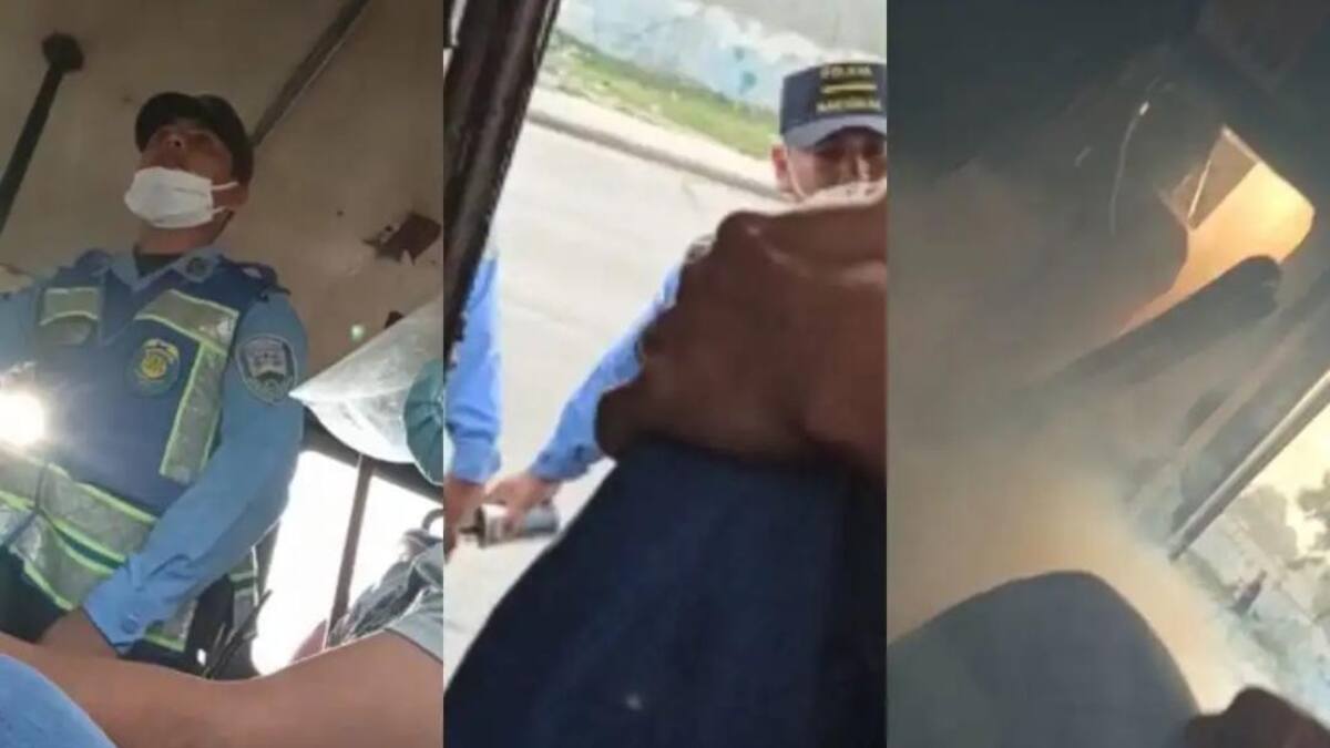 Violencia en Honduras, policía lanza gas lacrimógeno en un micro lleno de personas, Foto Twitter