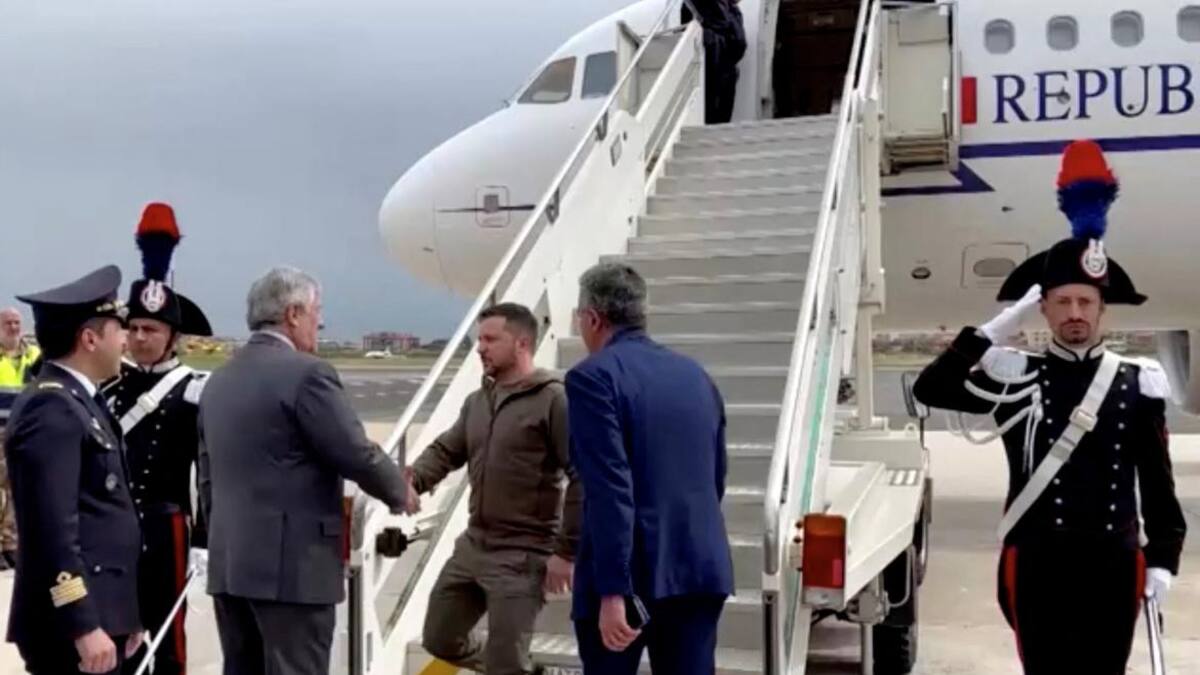 Volodimir Zelenski en Italia. Foto: REUTERS.
