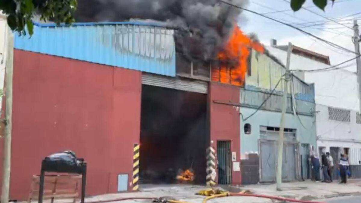Voraz incendio en Ramos Mejía. foto captura de video Twitter @HugoPalamara