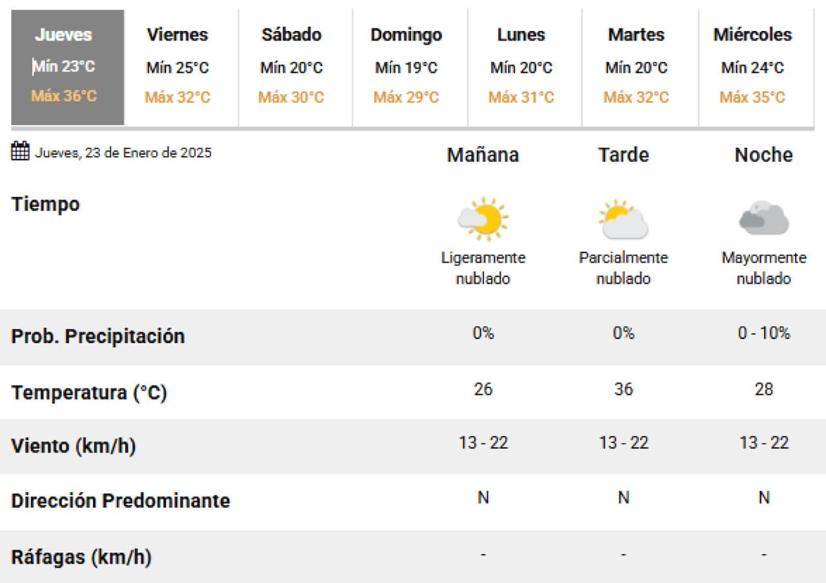 Vuelve la ola de calor a la Ciudad de Buenos Aires. Foto: SMN.