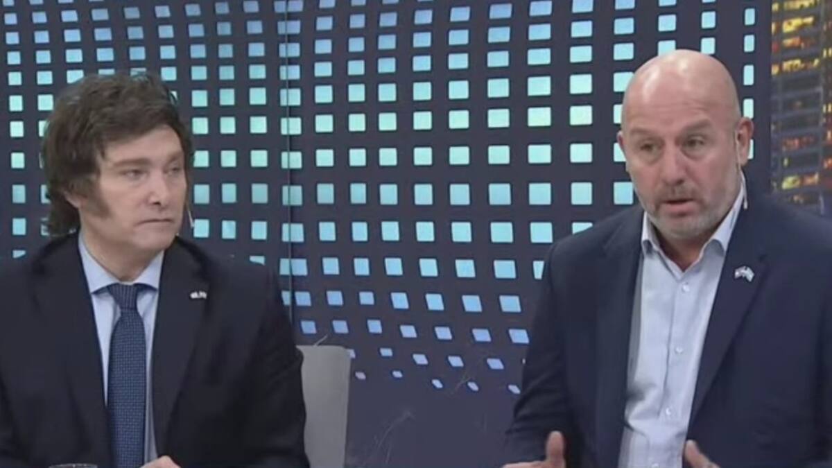 Waldo Wolff junto a Javier Milei en un programa de televisión. Foto: Captura de video.