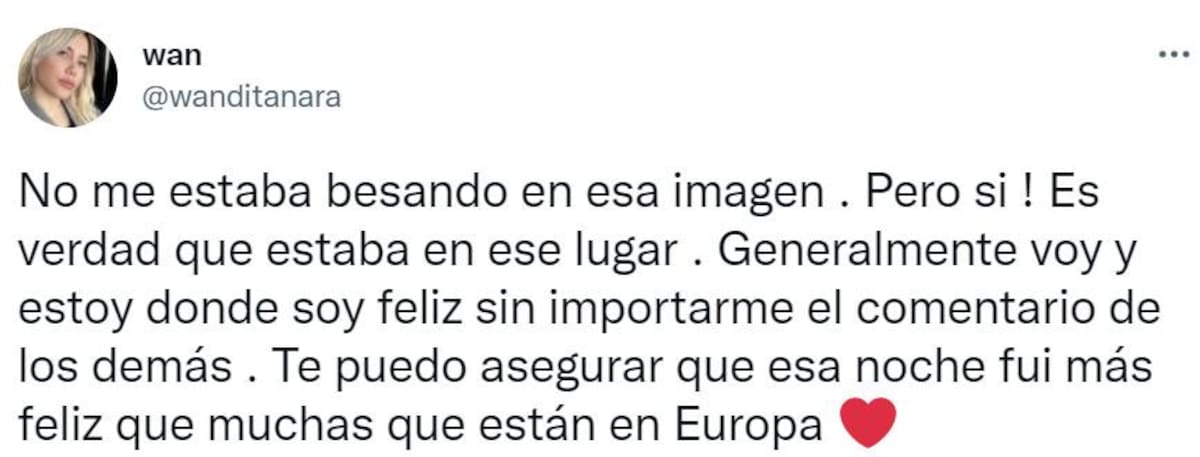 Wanda habló del supuesto beso con L-Gante. Foto: twitter.